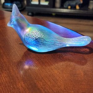 Fenton Blue Jay Iridiscent Blue Carnival Glass Figurine